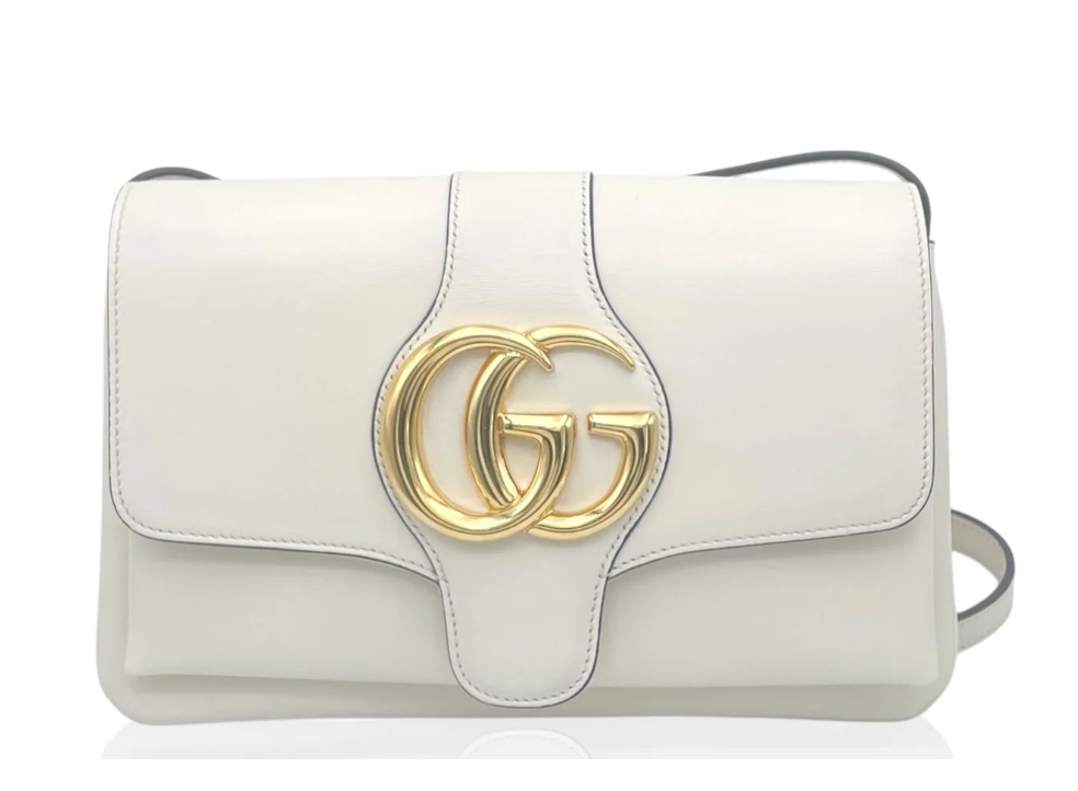 Gucci Small Arli Flap Shoulder Bag Calfskin White